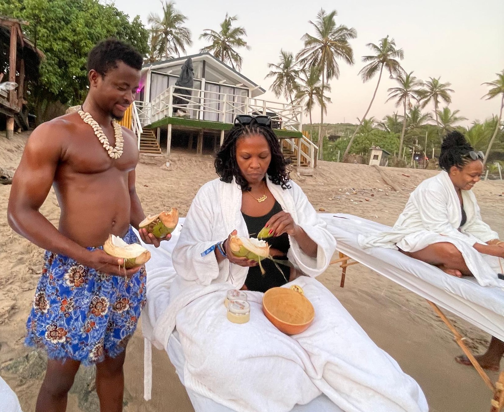 Therapist performing a massage technique